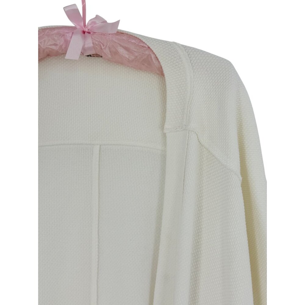 Free People White Waffle Knit Relaxed Cardigan | Coastal Grandmother Soft Girl L - Picture 16 of 16